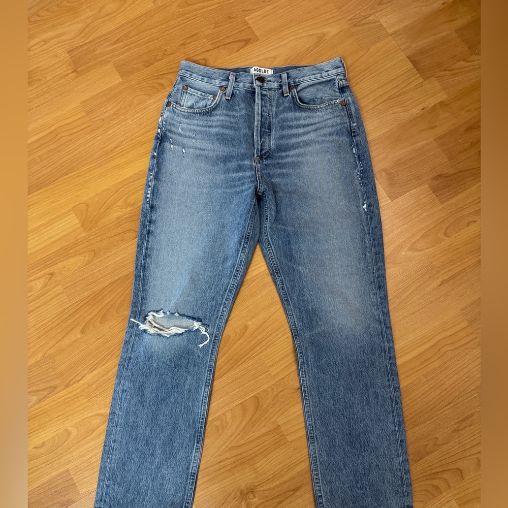 Agolde Riley High Rise Straight Crop Denim Jeans 27 - Picture 2 of 13